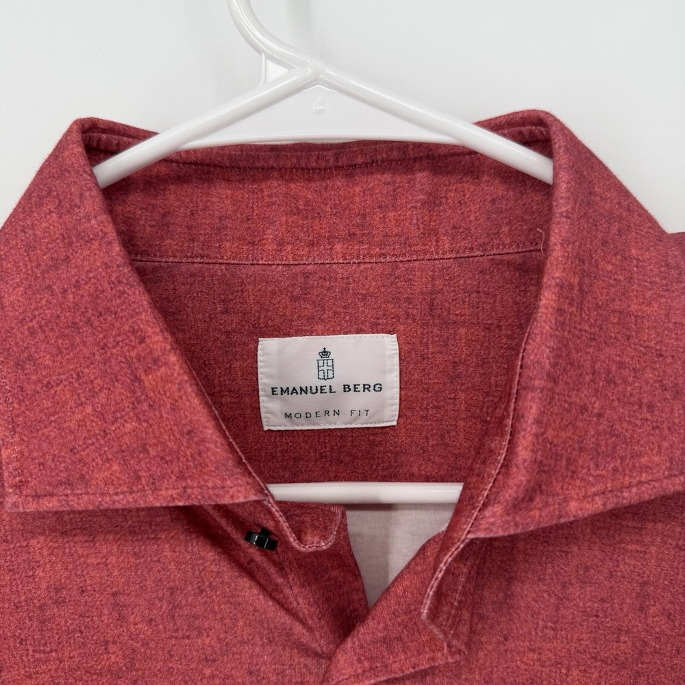 Emanuel Berg Byron Casual Button Down Shirt Size 42 Neck 16.5 Size Large Red - Picture 3 of 10